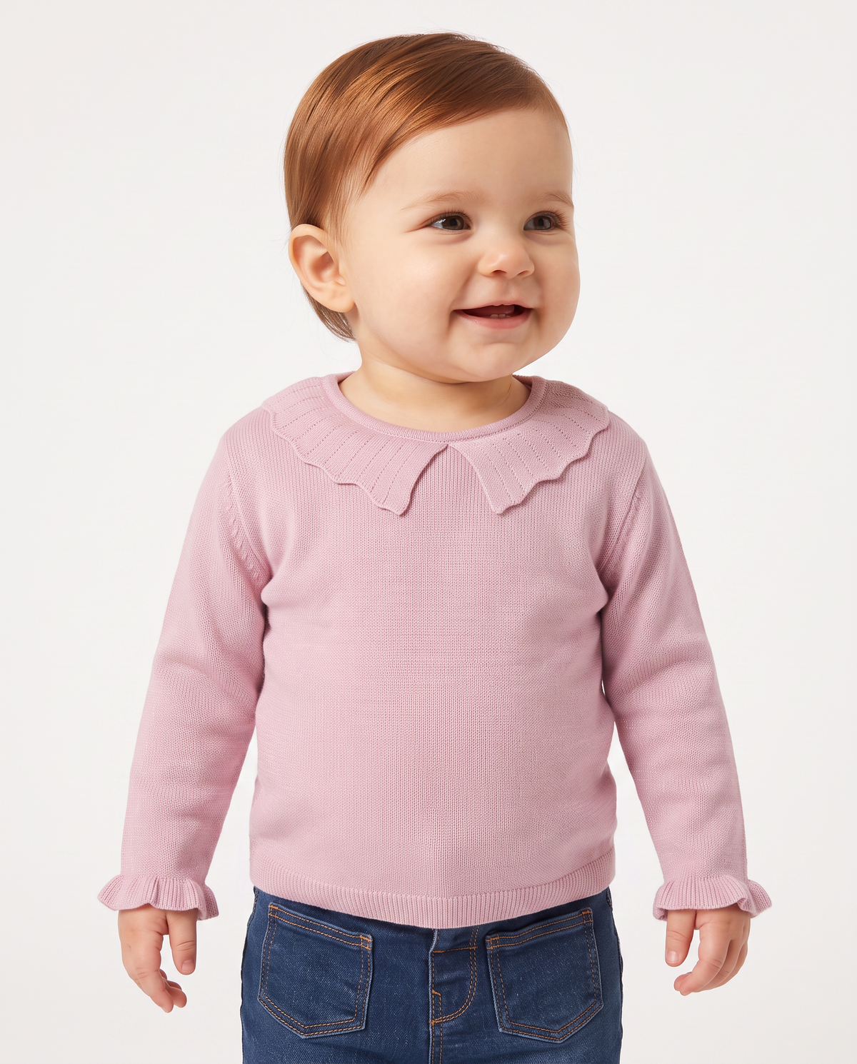 Sweater and romantic collar pullover - Pink