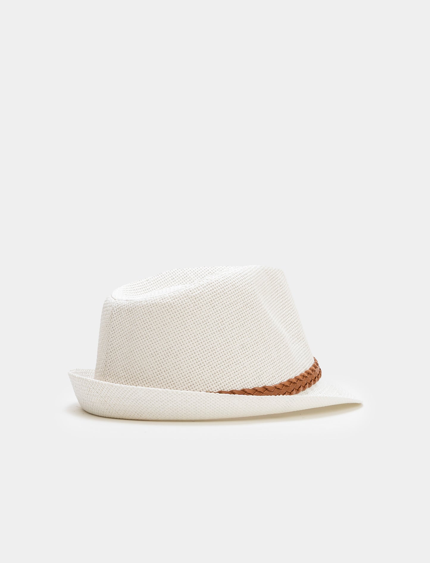 Cappello uomo paglia treccina in ecopelle - Bianco