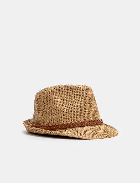 Men's Straw Braided Eco-Pel Hat - Brown