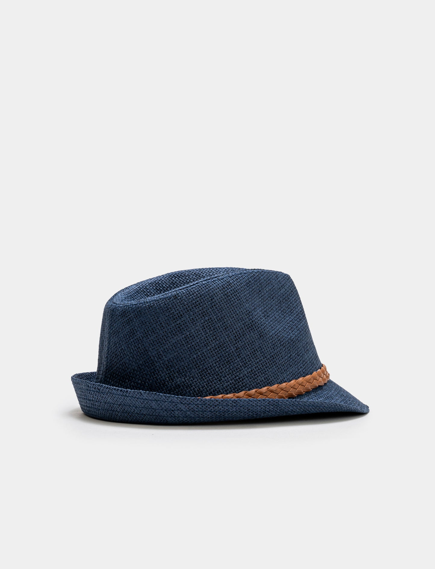 Cappello uomo paglia treccina in ecopelle - Blu