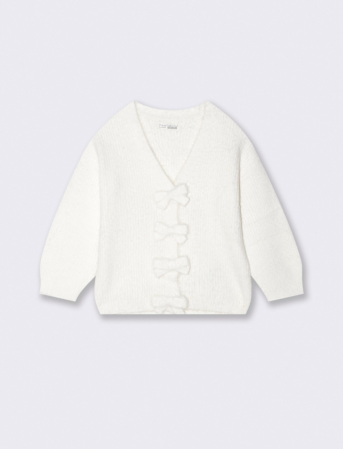 Cardigan morbido con bottoni brillanti - Bianco panna