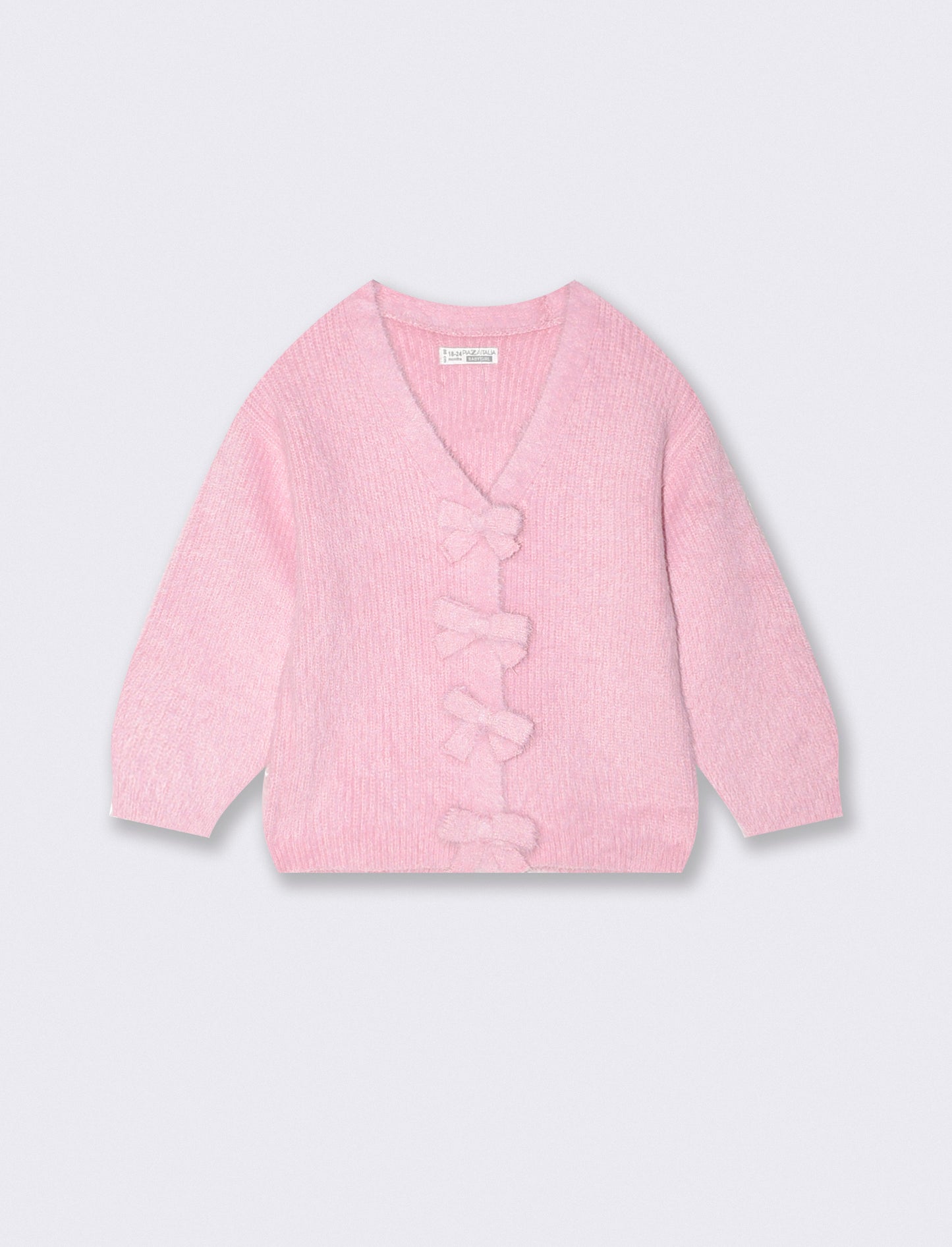 Cardigan morbido con bottoni brillanti - Rosa polvere