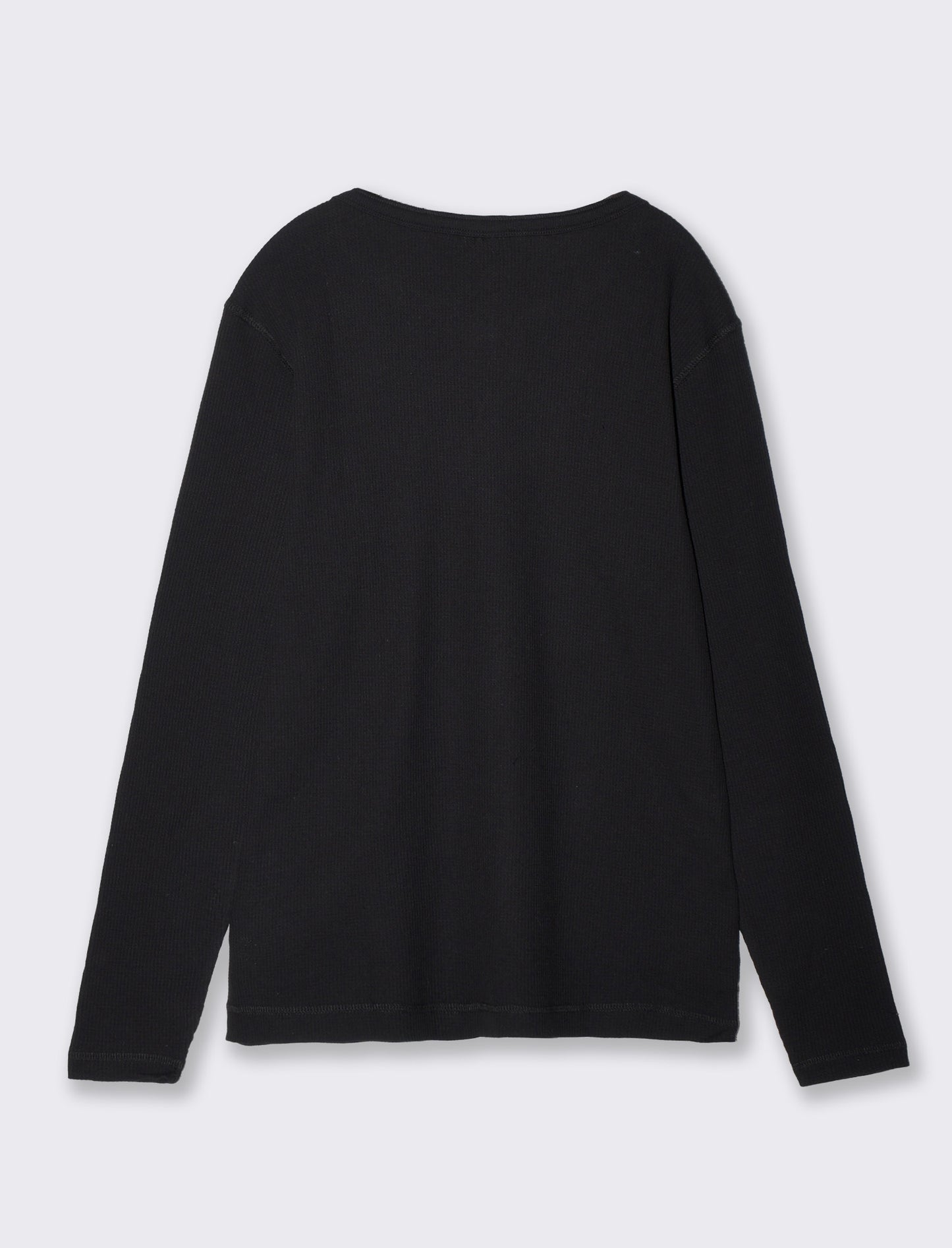 T-shirt serafino waffle maniche lunghe - Nero