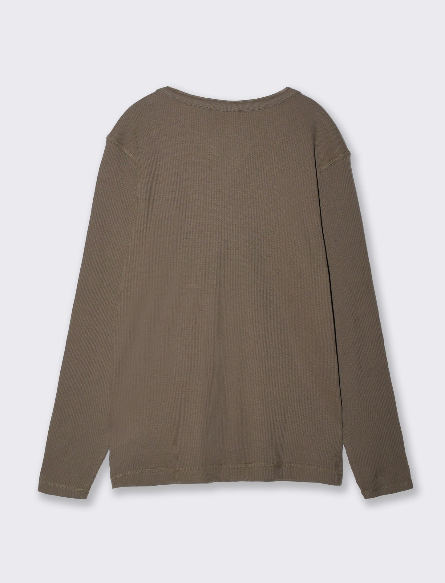 T-shirt serafino waffle maniche lunghe - Verde kaki