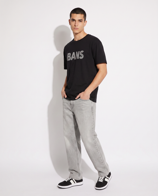 T-shirt cotone elasticizzato con stampa 3D - Nero