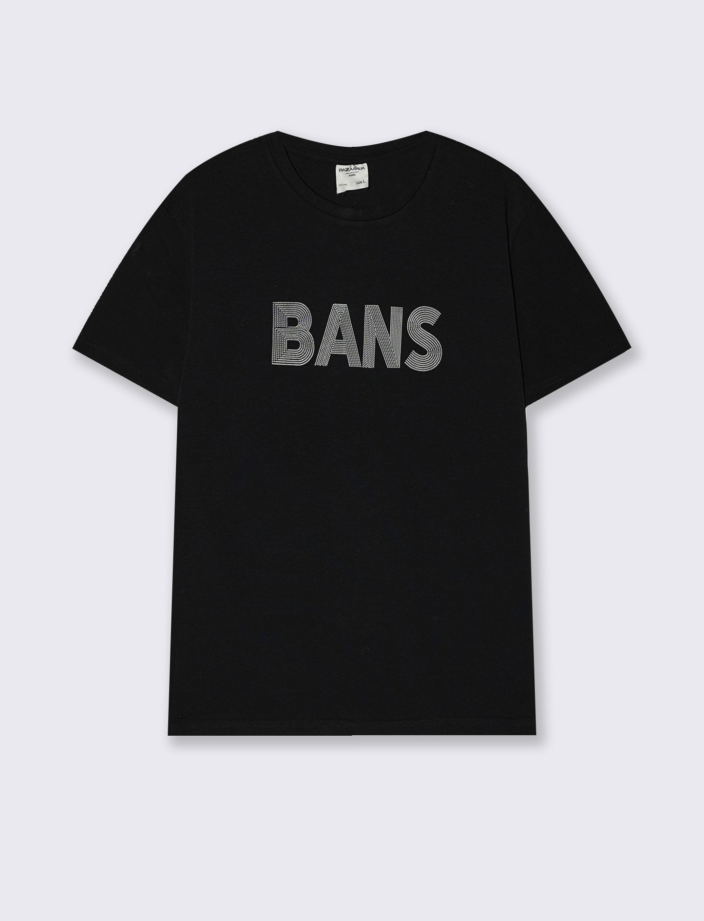 Stretch cotton T-shirt with 3D print - Black
