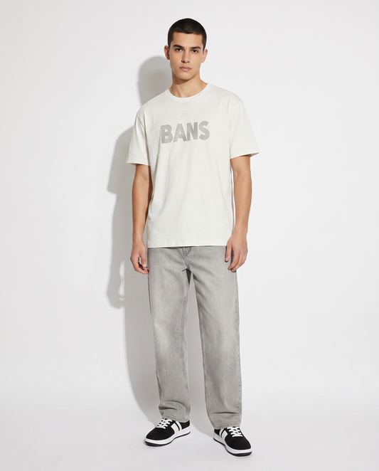 T-shirt cotone elasticizzato con stampa 3D - Bianco