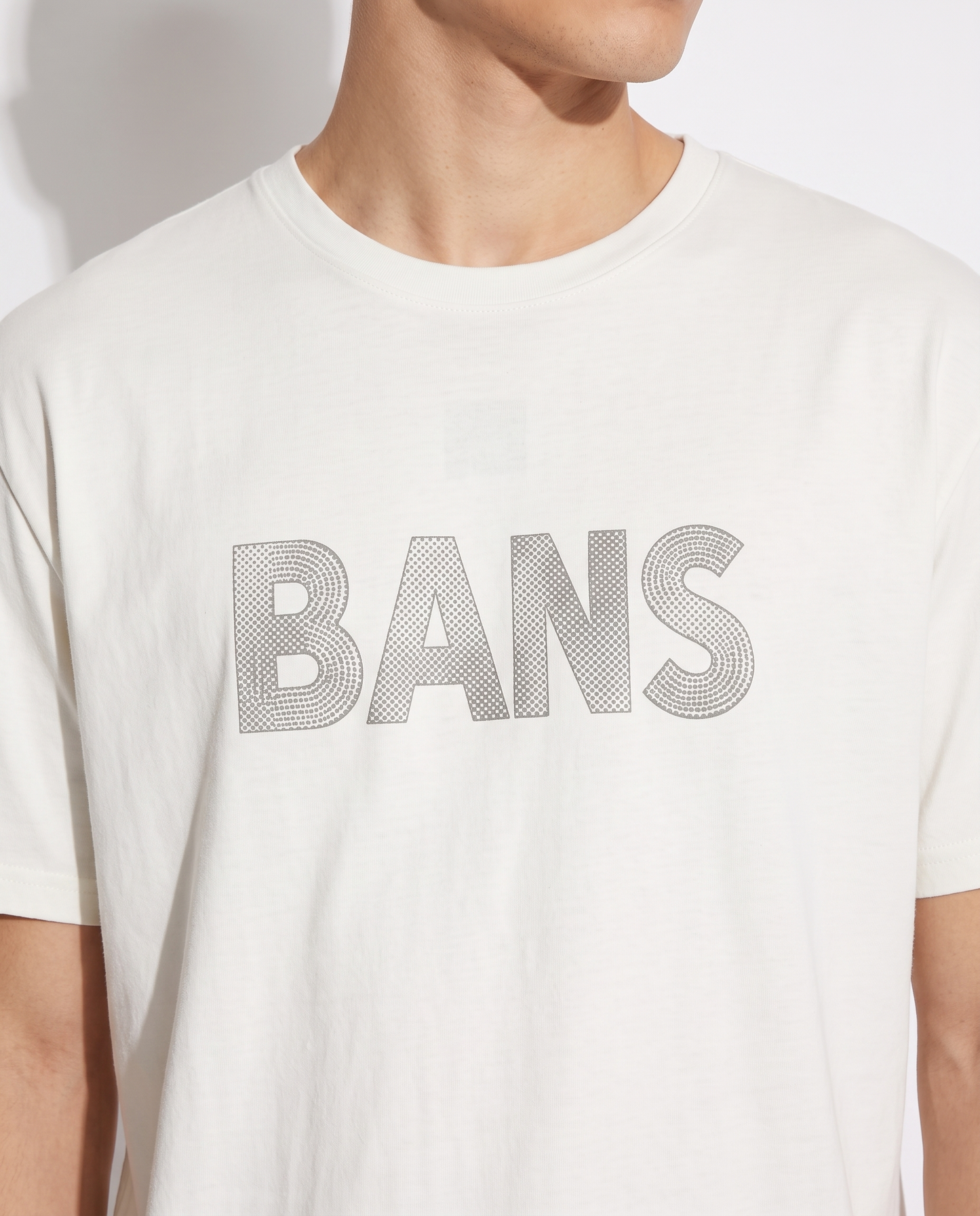 Stretch cotton T-shirt with 3D print - White