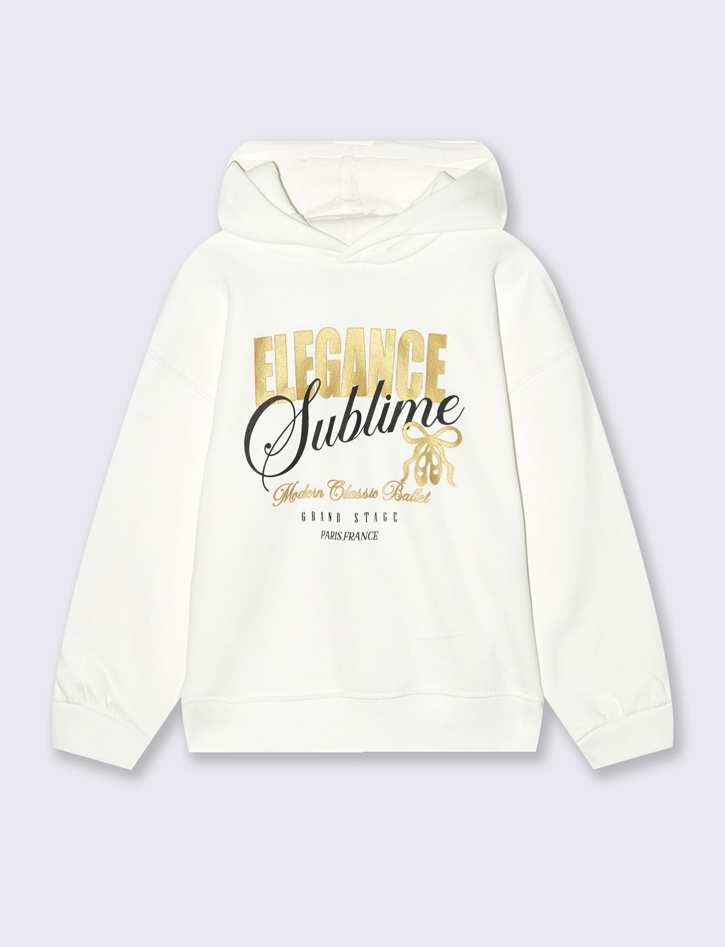 Felpa con cappuccio e stampa lucida - Bianco latte