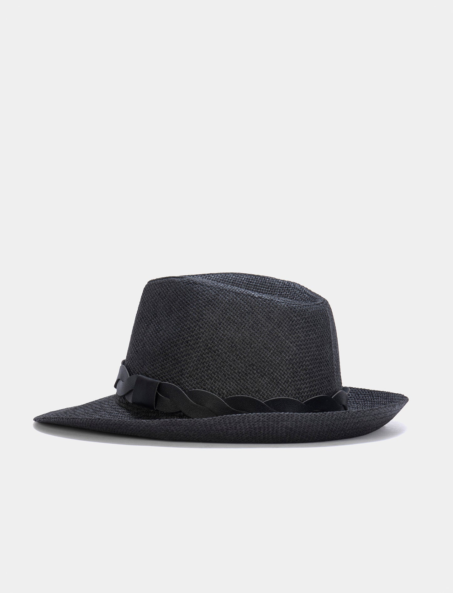 Wide Brim Women's Hat with Band - Black