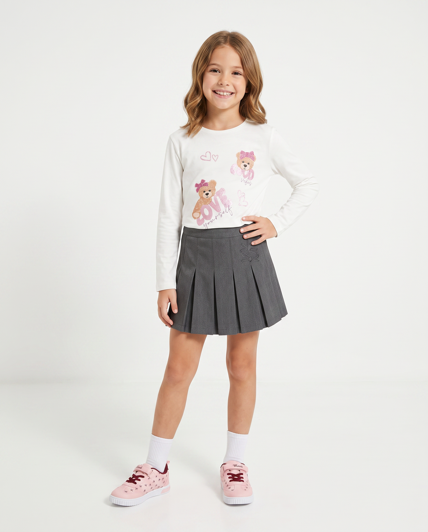 Long sleeve T-shirt with colorful print - White