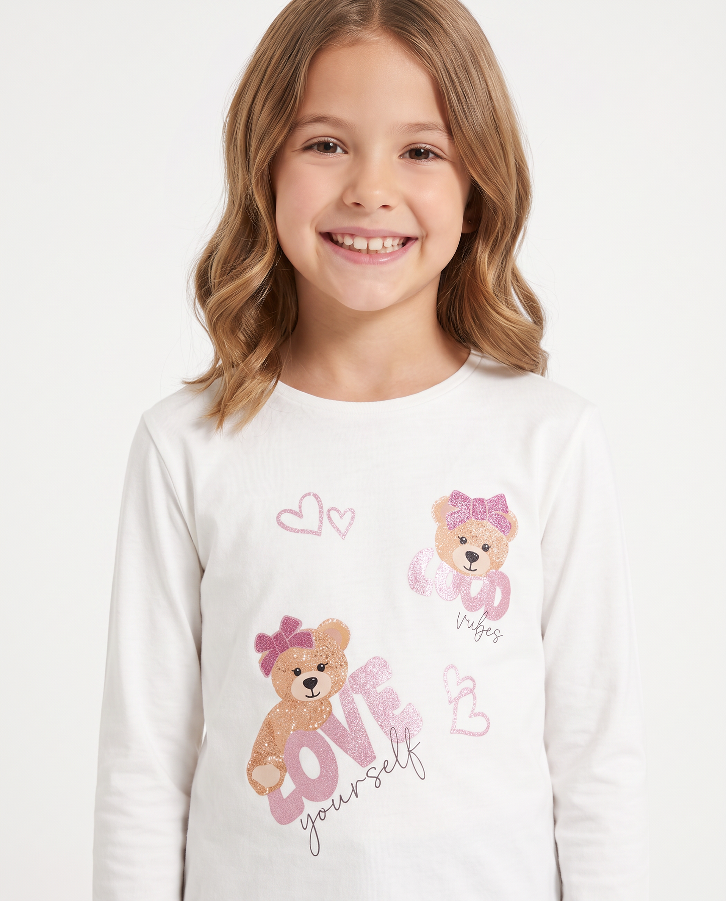 Long sleeve T-shirt with colorful print - White