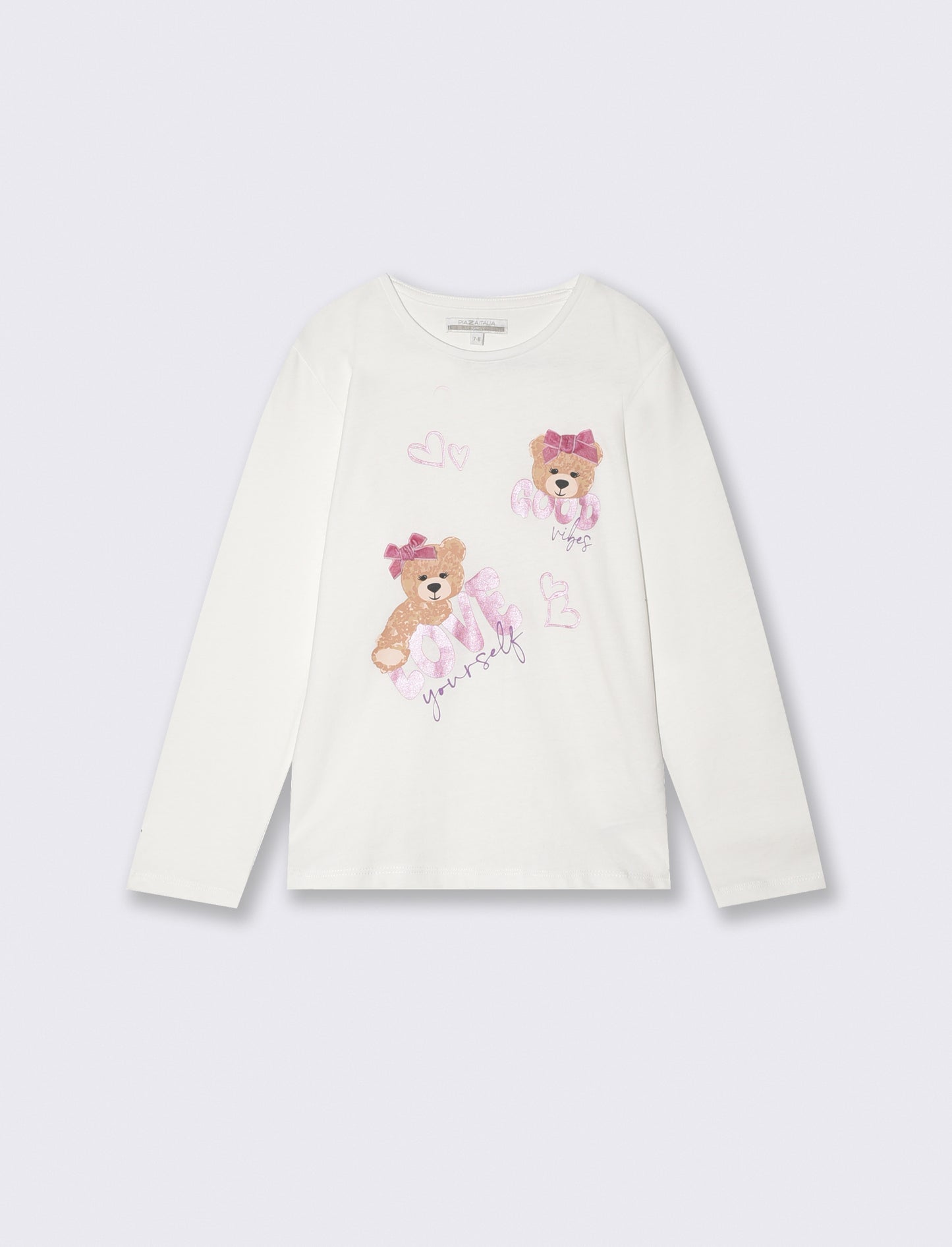 Long sleeve T-shirt with colorful print - White