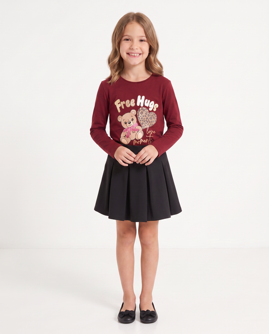 Long sleeve T-shirt with colorful print - Red