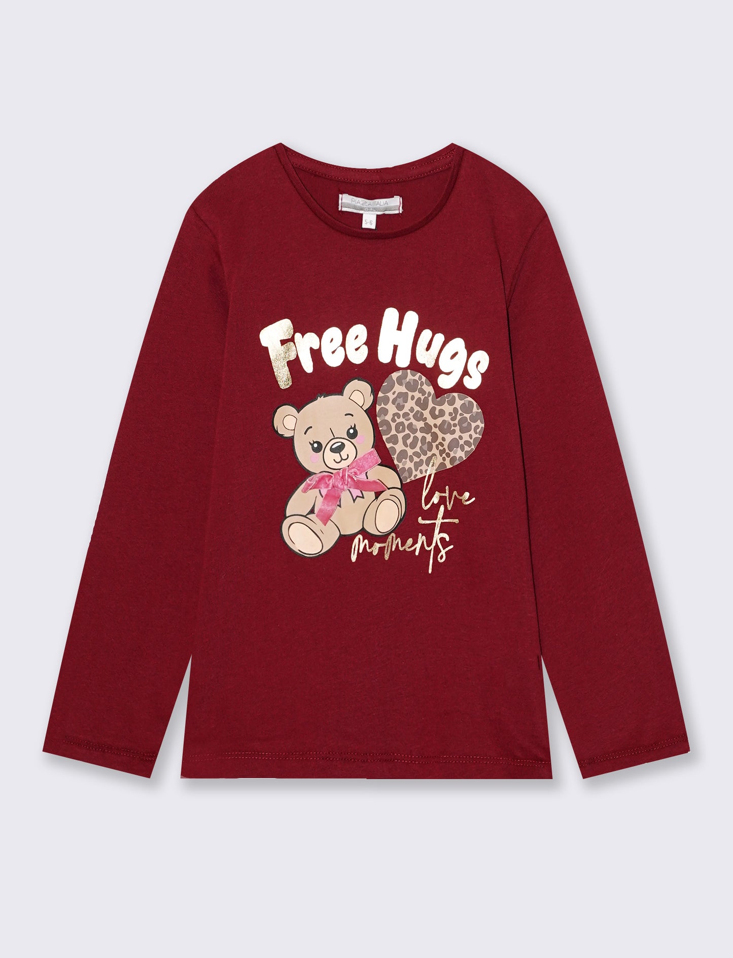 T-Shirt manica lunga con stampa colorata - Bordeaux