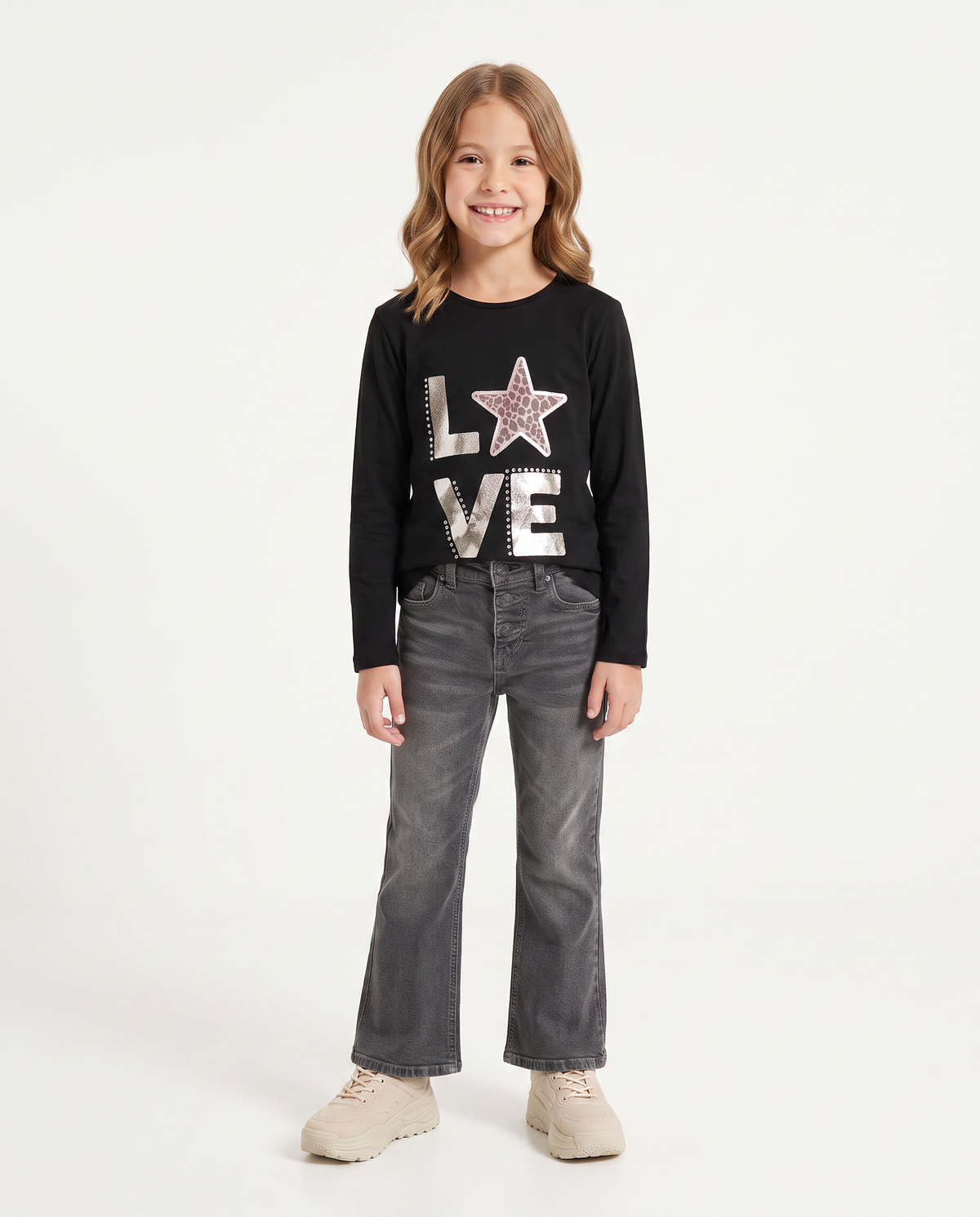 Long sleeve T-shirt with colorful print - Black