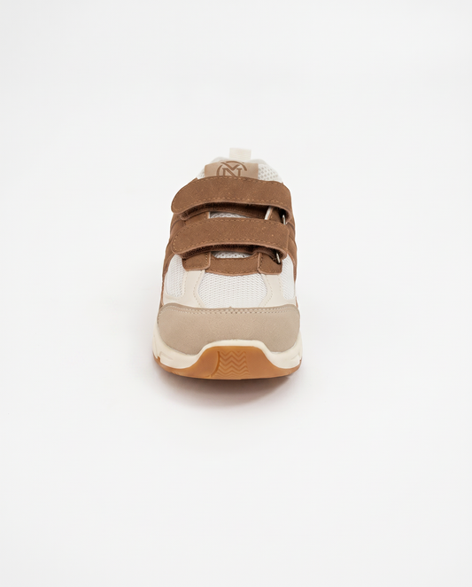 Sneakers da bambino con doppio strappo - Beige