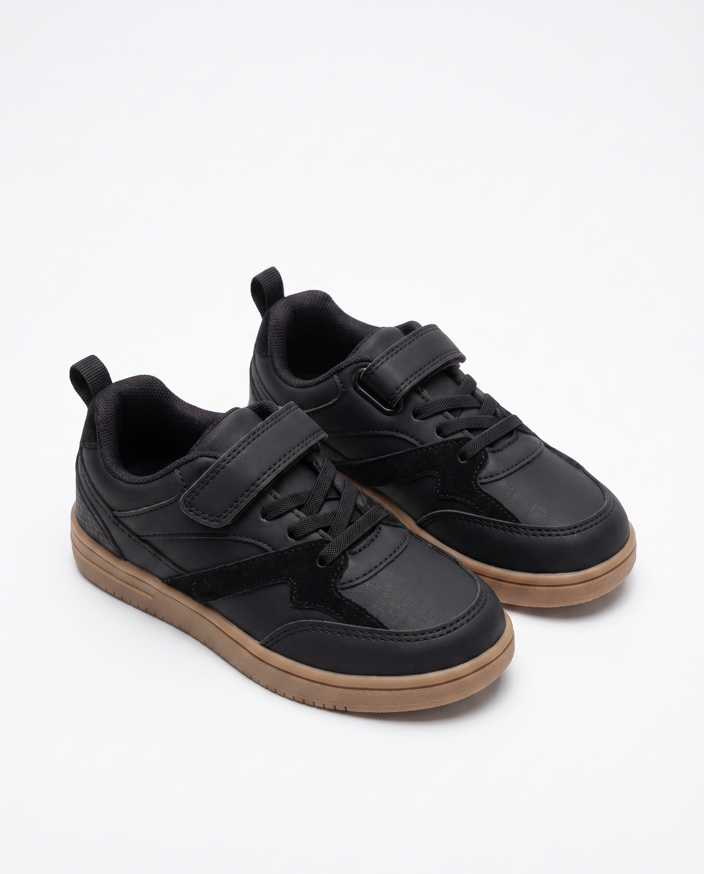 Minimal black polyurethane sneakers - Black