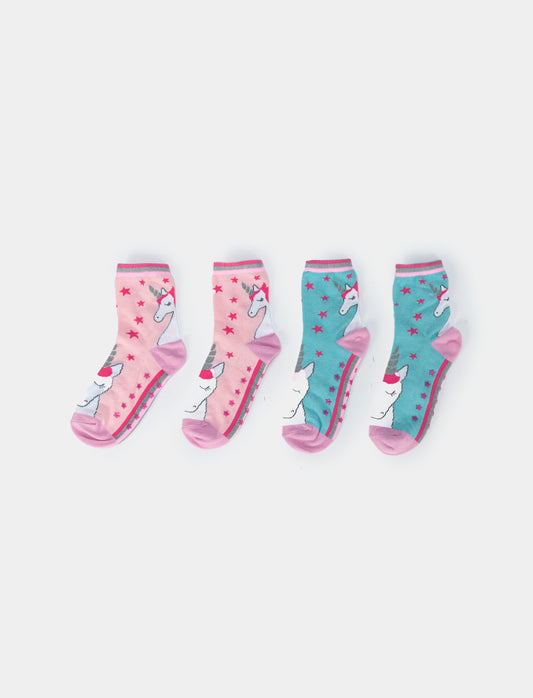 Unicorn Non-Slip Kids Socks - Pink