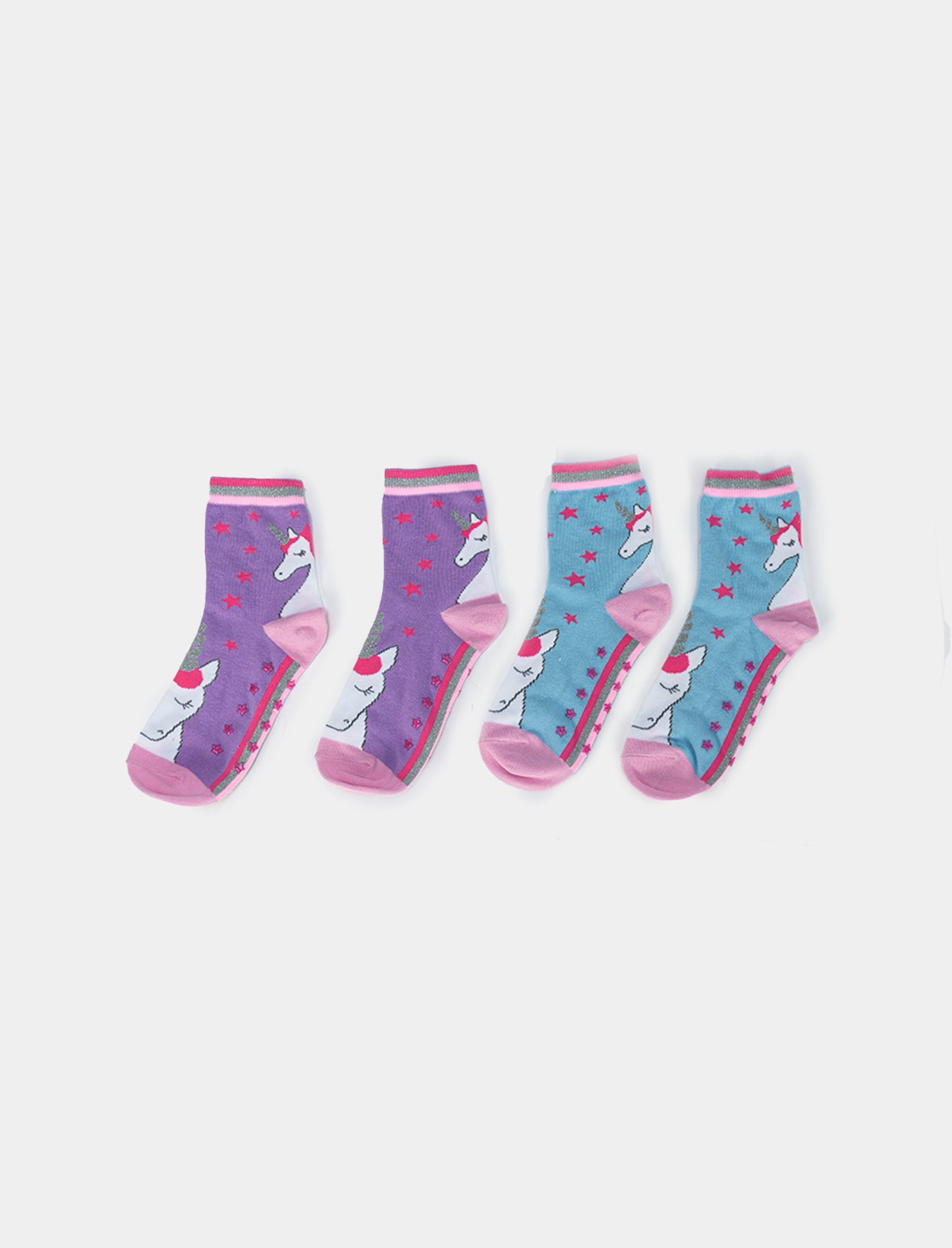 Unicorn Non-Slip Kids Socks - Purple