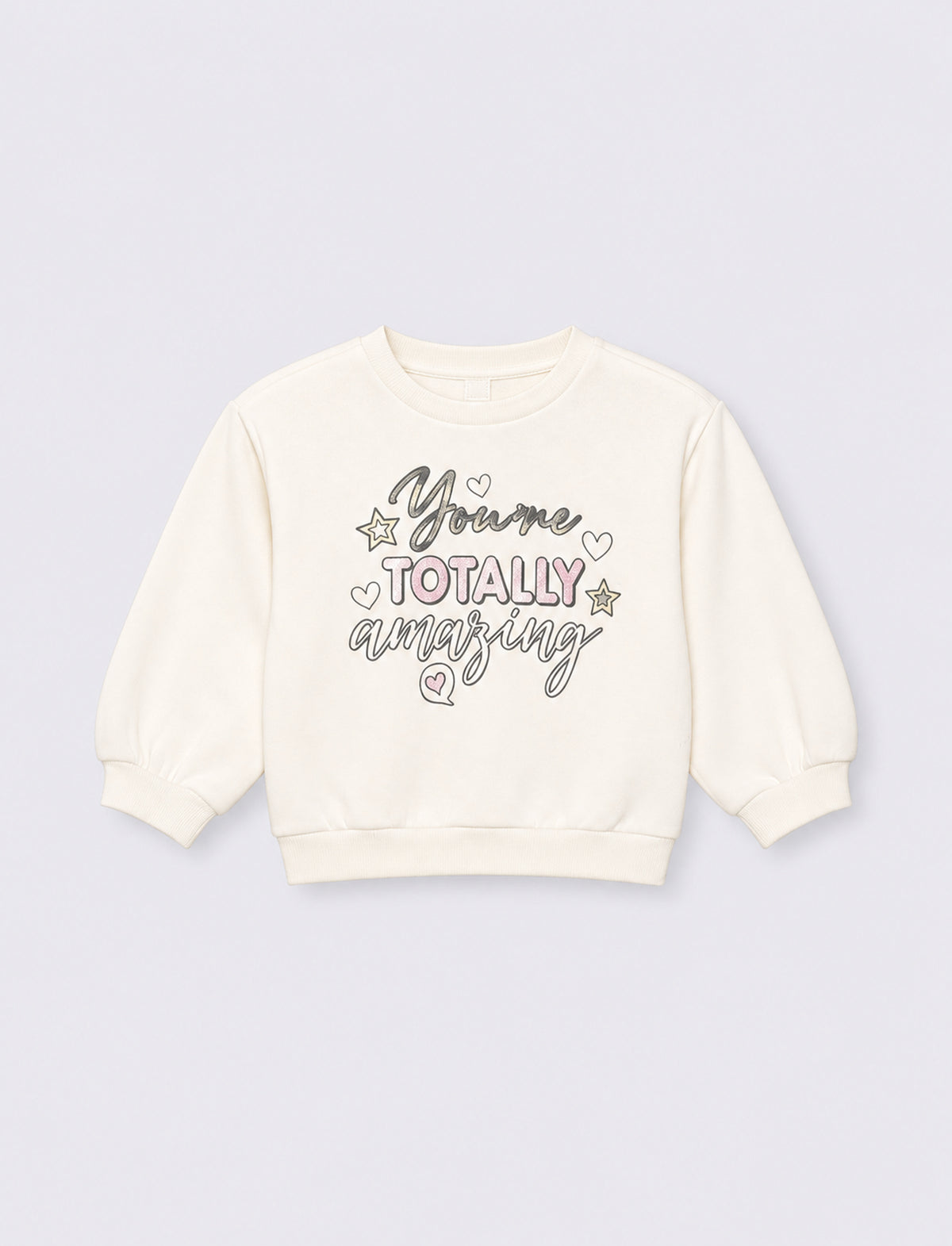 Basic sweatshirt with long sleeves print - White