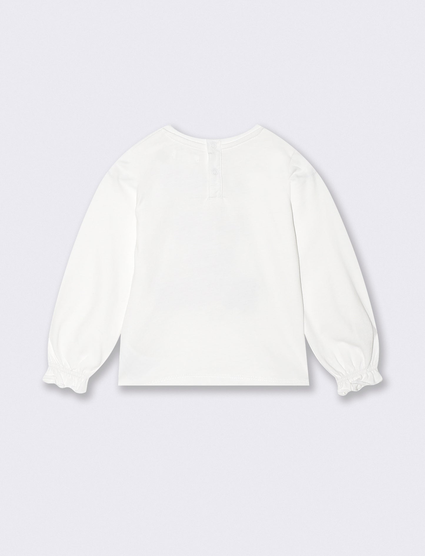 Long Sleeve Crew Neck T-Shirt with Print - White