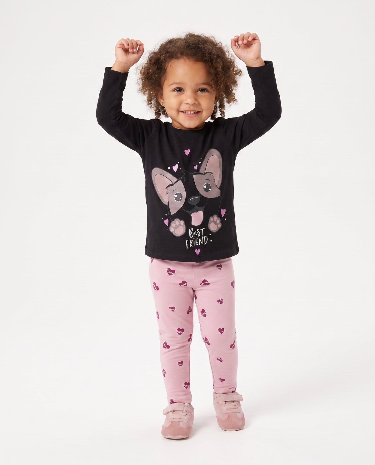 Leggings in jersey con stampa all over - Rosa