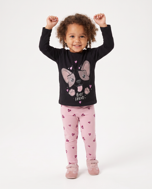 Jersey leggings with all-over print - Pink