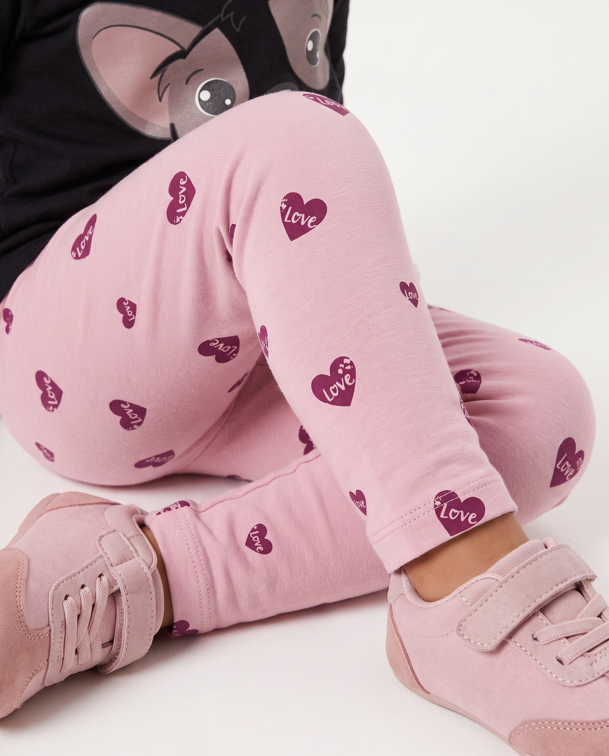 Leggings in jersey con stampa all over - Rosa