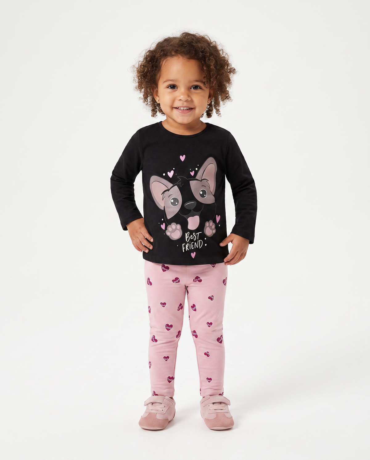 Leggings in jersey con stampa all over - Rosa