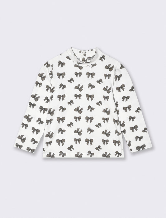Maglietta basica con stampa all over - Bianco latte