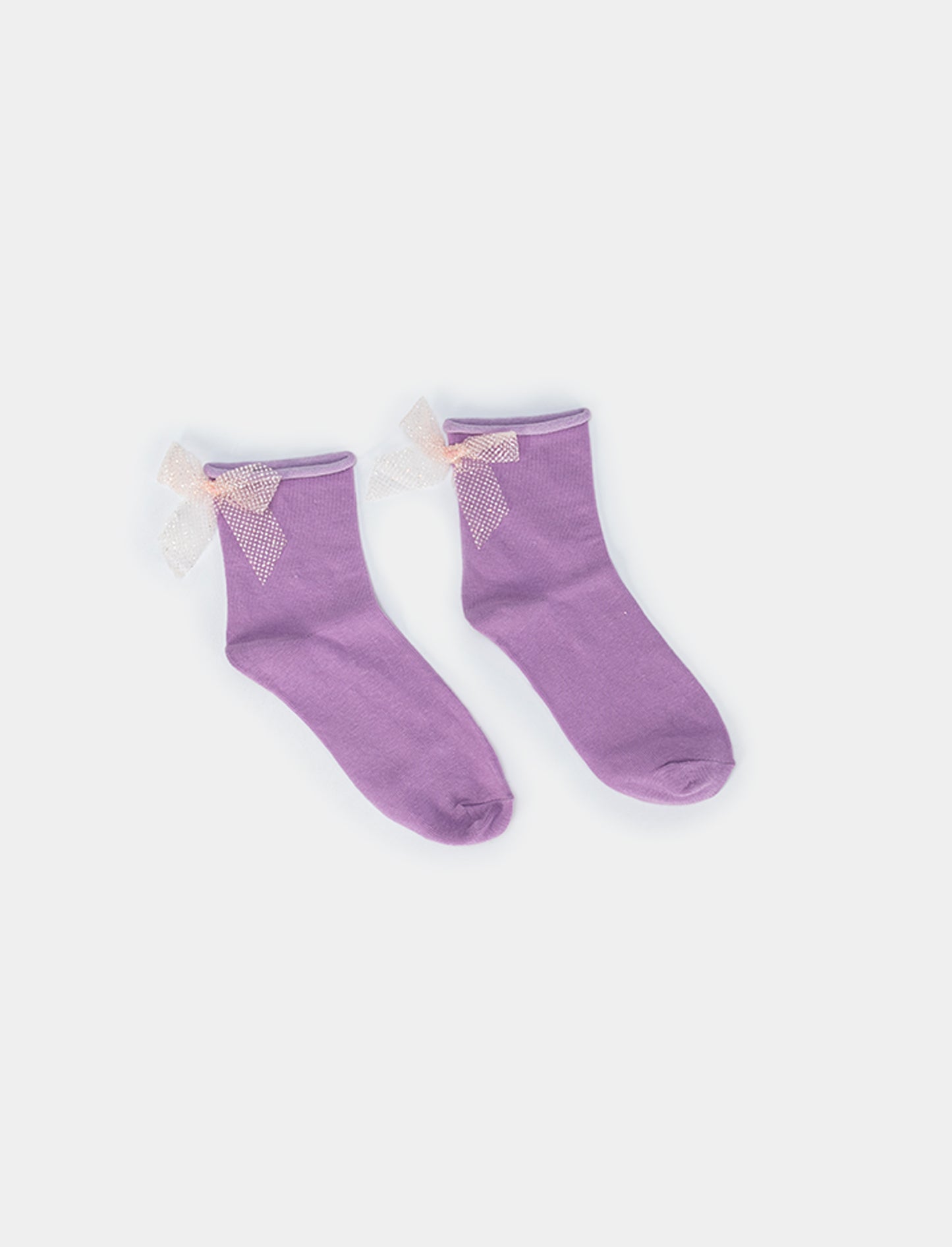 Girl's Tulle Bow Sock - Purple