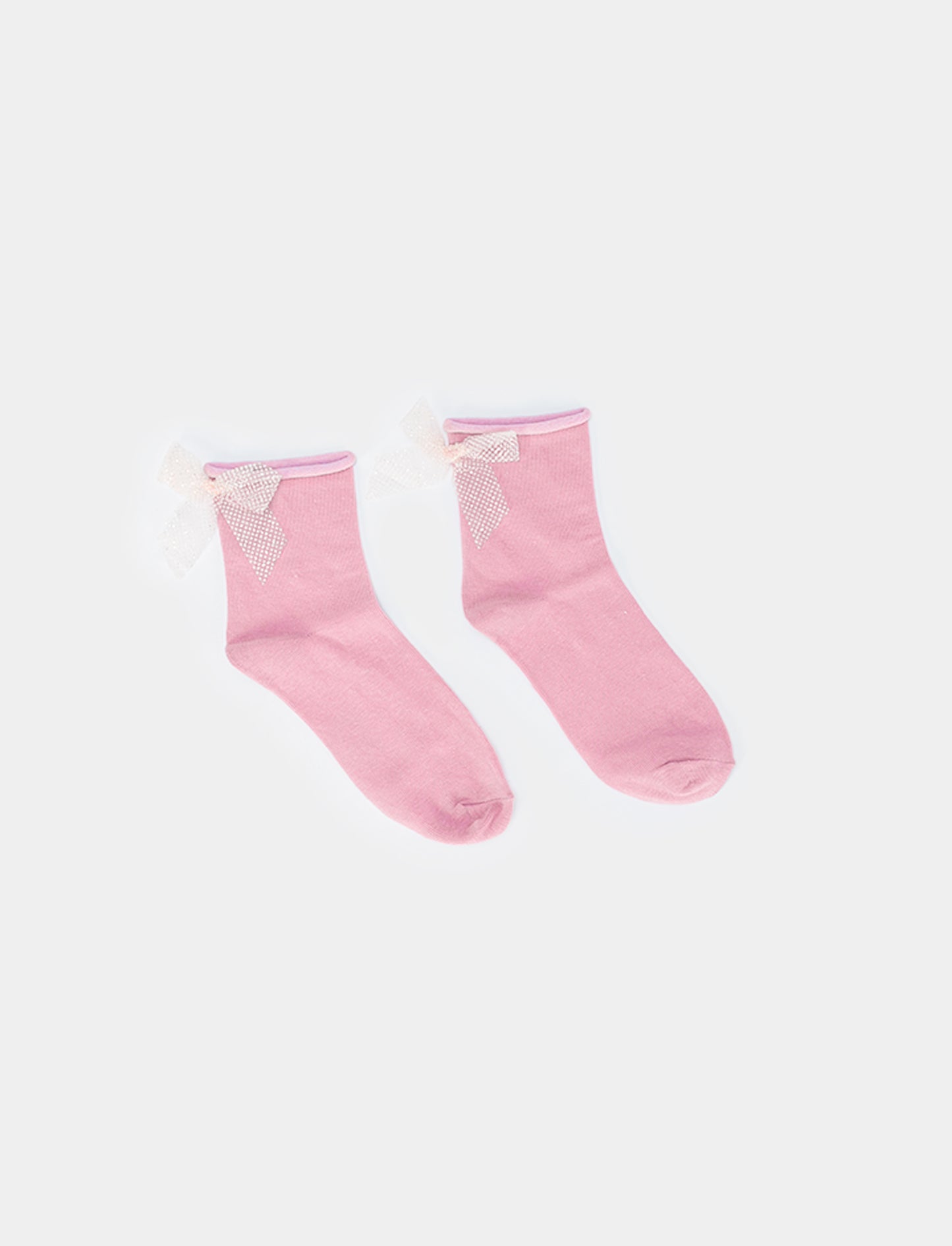 Calzino bambina fiocco tulle - Rosa