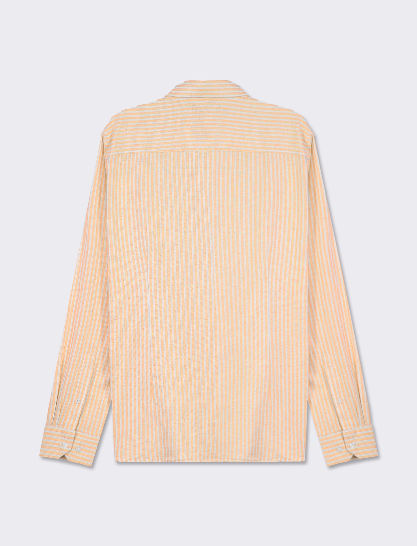 Striped Linen Regular Fit Shirt with French Collar - Orange