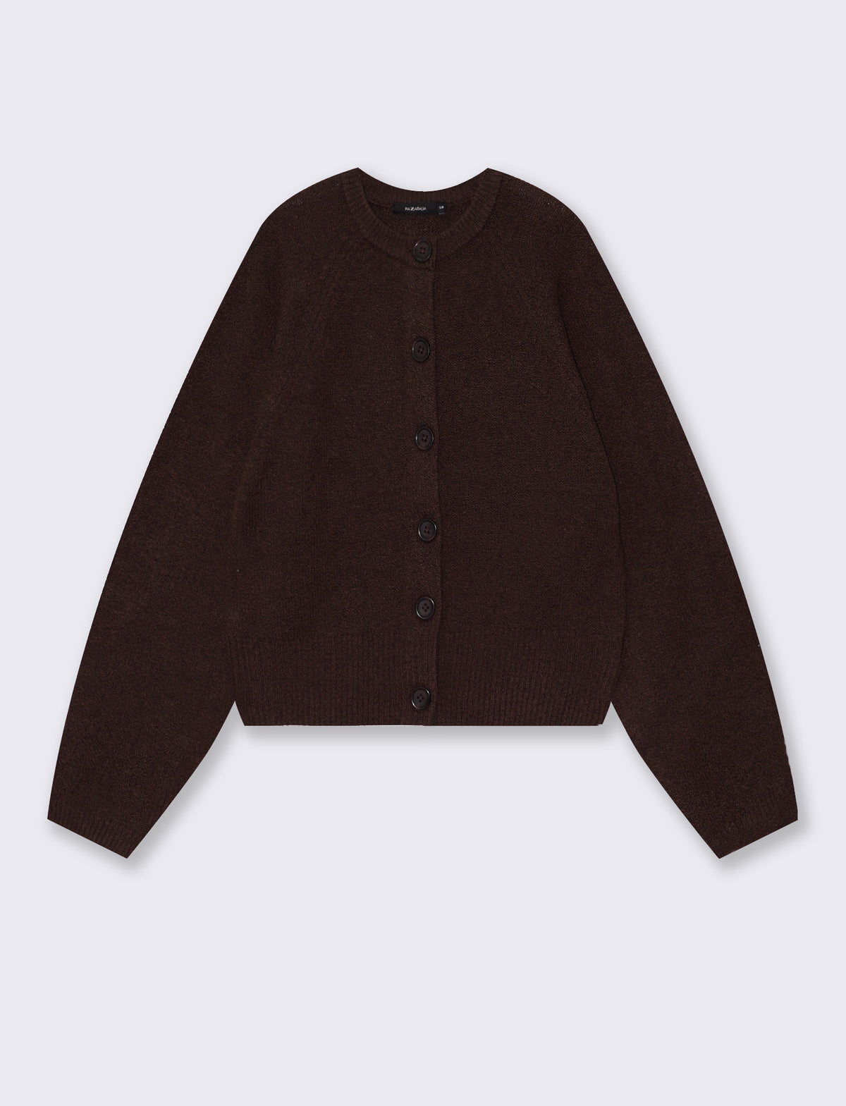 Cardigan girocollo manica a raglan - Moro