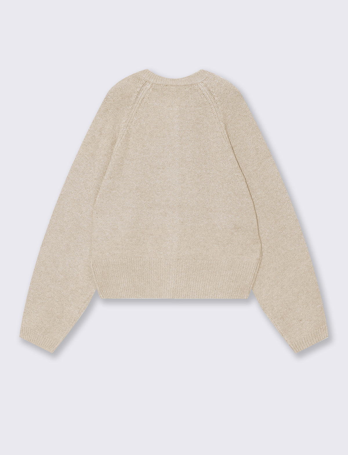 Cardigan girocollo manica a raglan - Beige grano