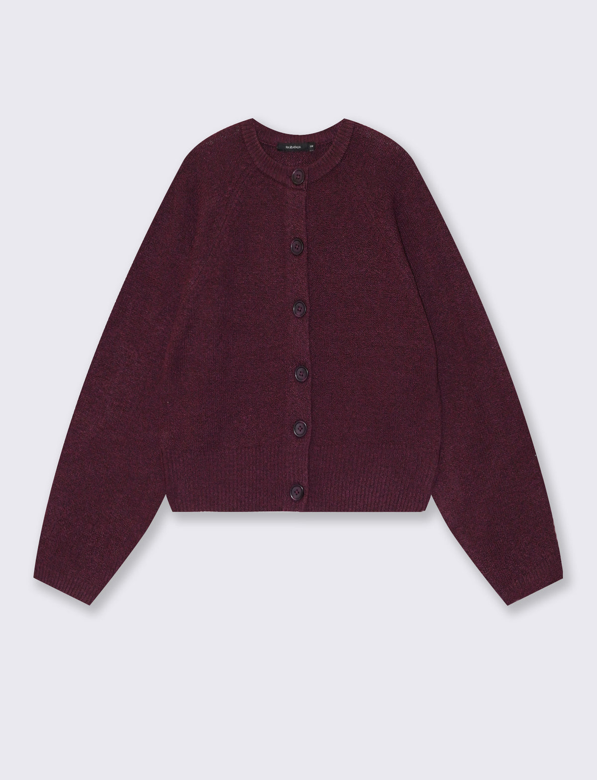Cardigan girocollo manica a raglan - Bordeaux