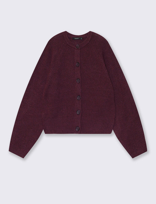 Crew neck raglan sleeve cardigan - Red