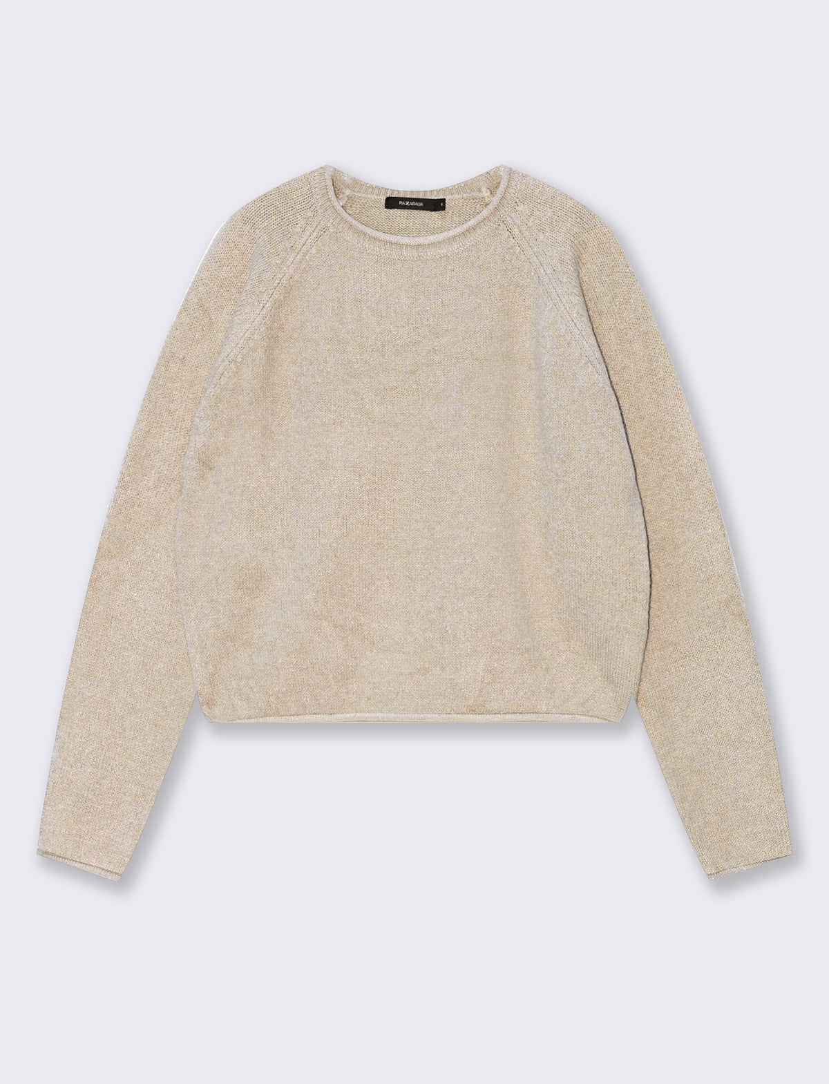 Pullover girocollo con manica raglan - Beige grano
