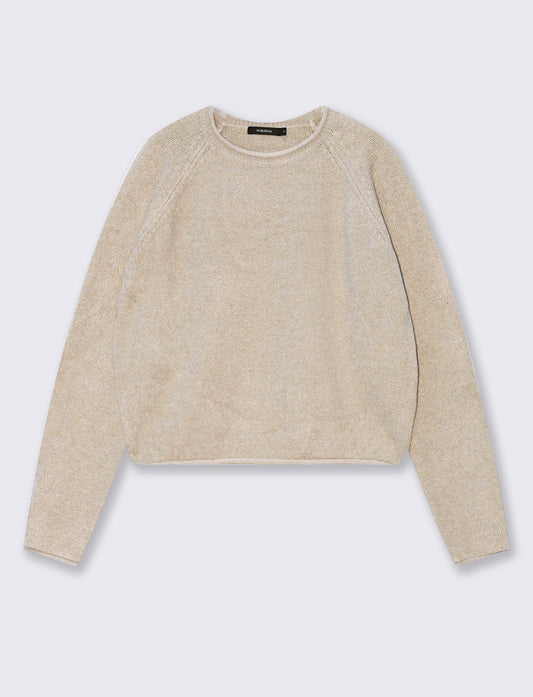 Crewneck pullover with raglan sleeves - Beige