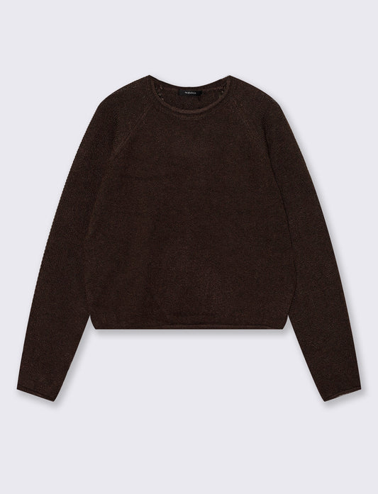 Crewneck pullover with raglan sleeves - Brown