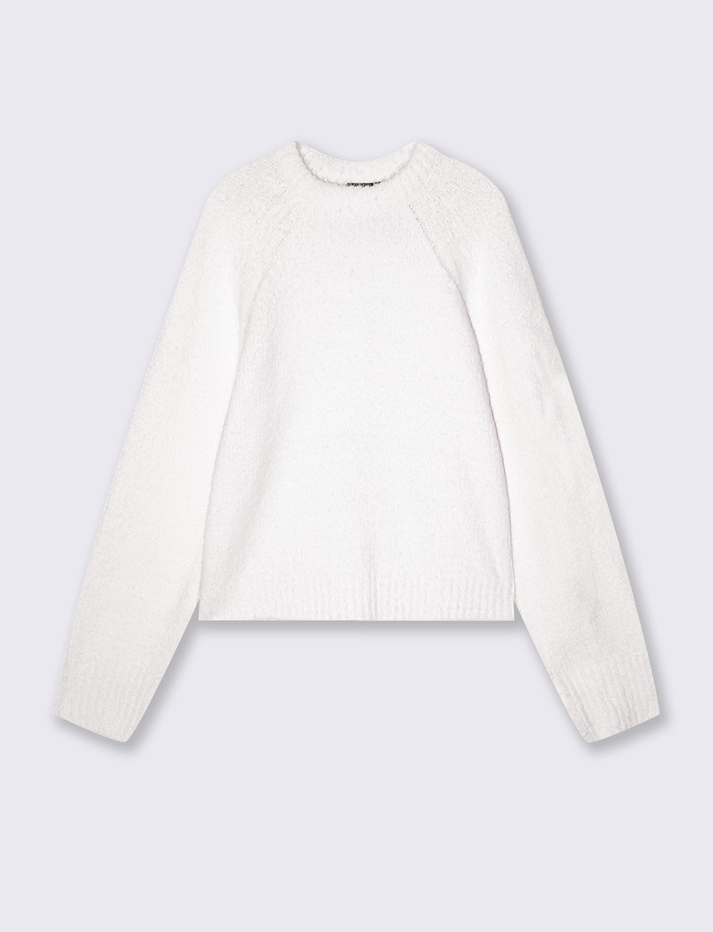 Velvet crew neck pullover - White