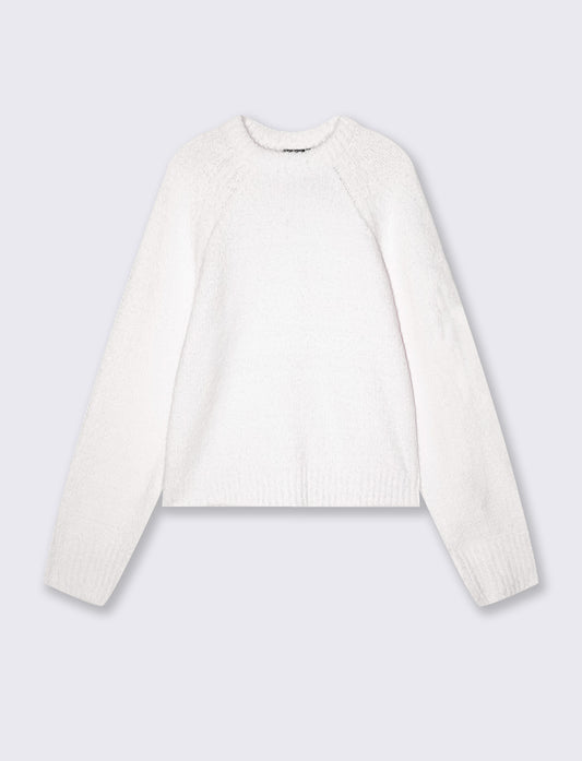 Velvet crew neck pullover - White