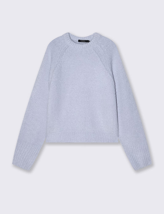 Velvet crew neck pullover - Sky blue