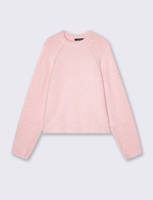 Velvet crew neck pullover - Pink