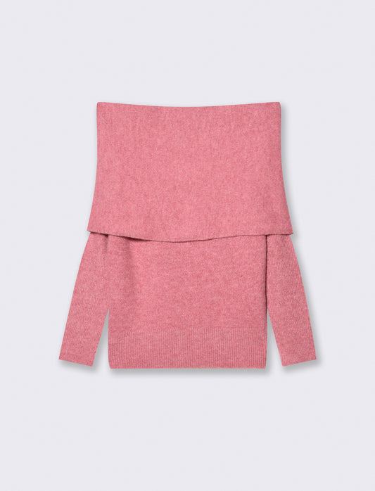 Elegant boat neck pullover - Pink