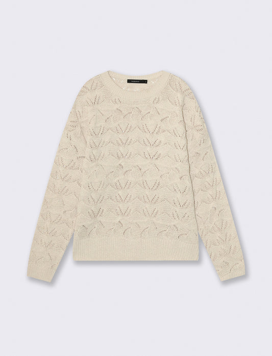 Matte velour crew neck pullover - Beige