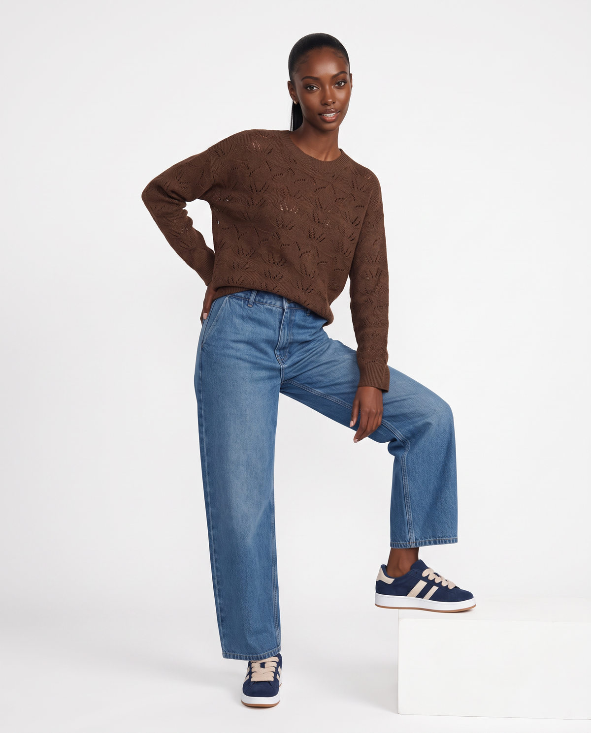 Pullover girocollo in ciniglia opaca - Tortora melange