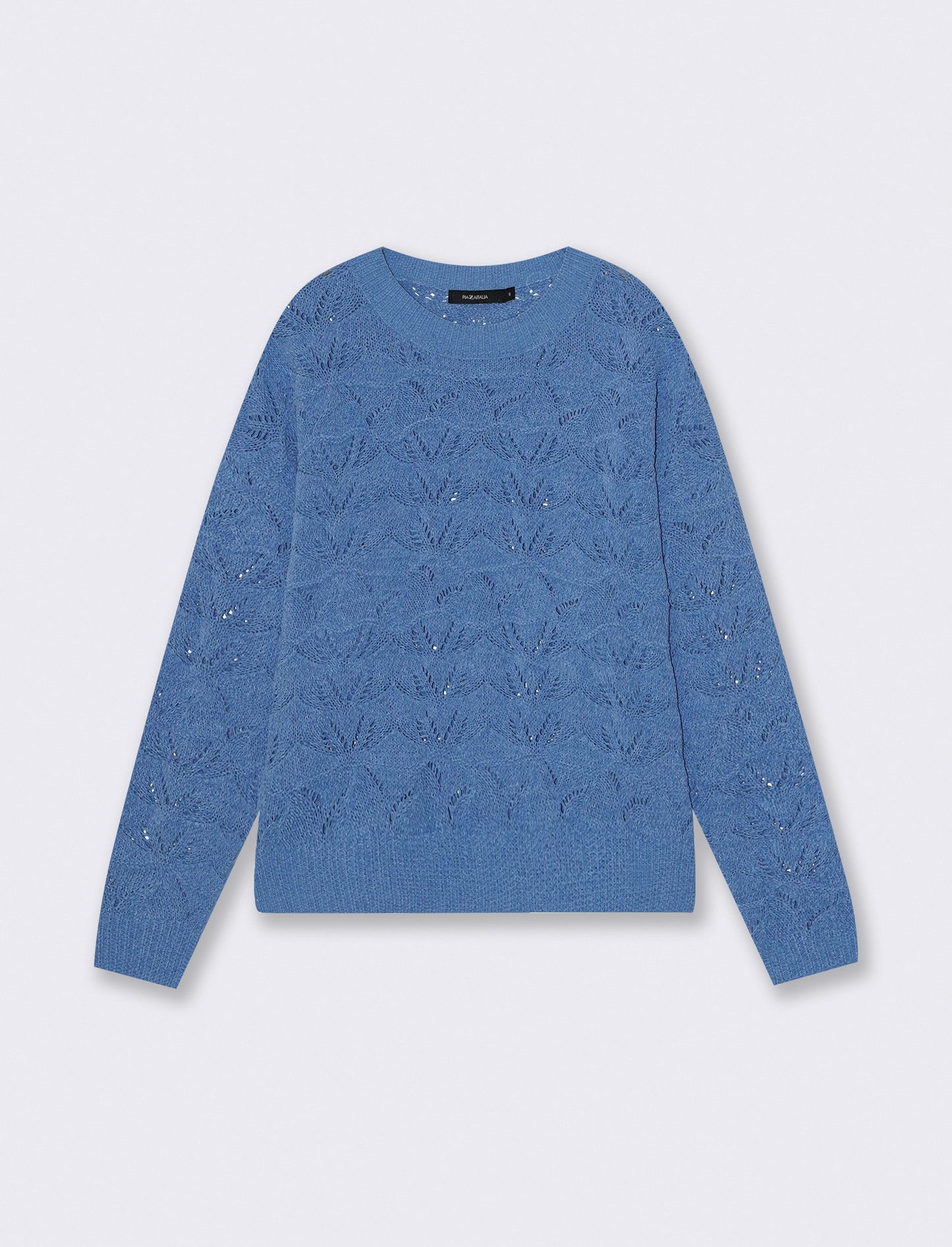 Pullover girocollo in ciniglia opaca - Celeste