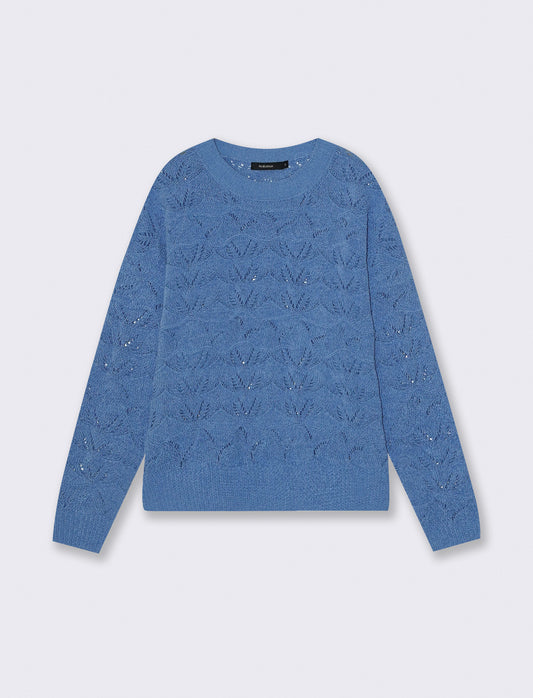 Matte velour crew neck pullover - Sky blue